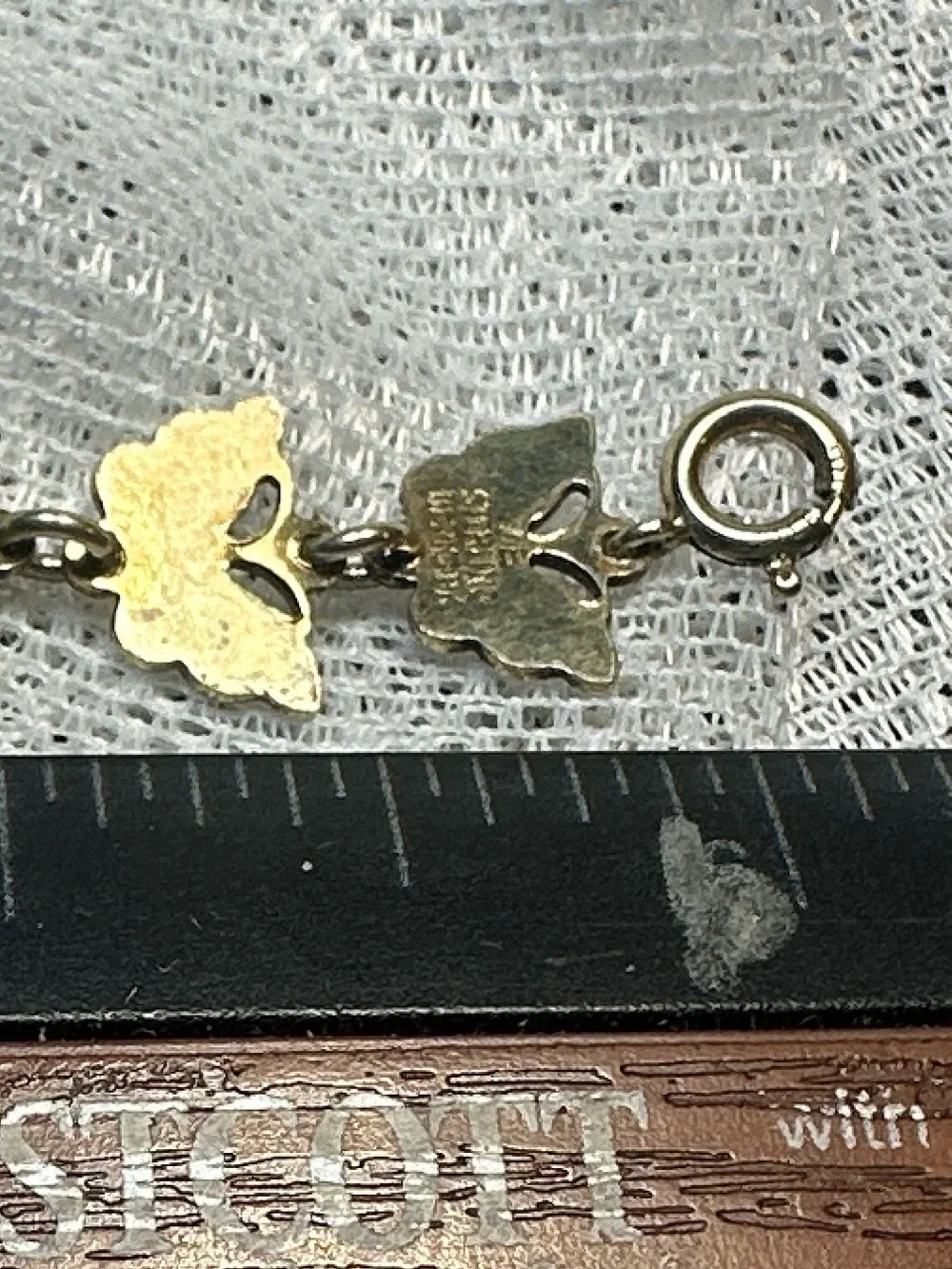 Volmer Bahner Gold Butterfly Link Bracelet with Ivory Enamel 925 Vintage